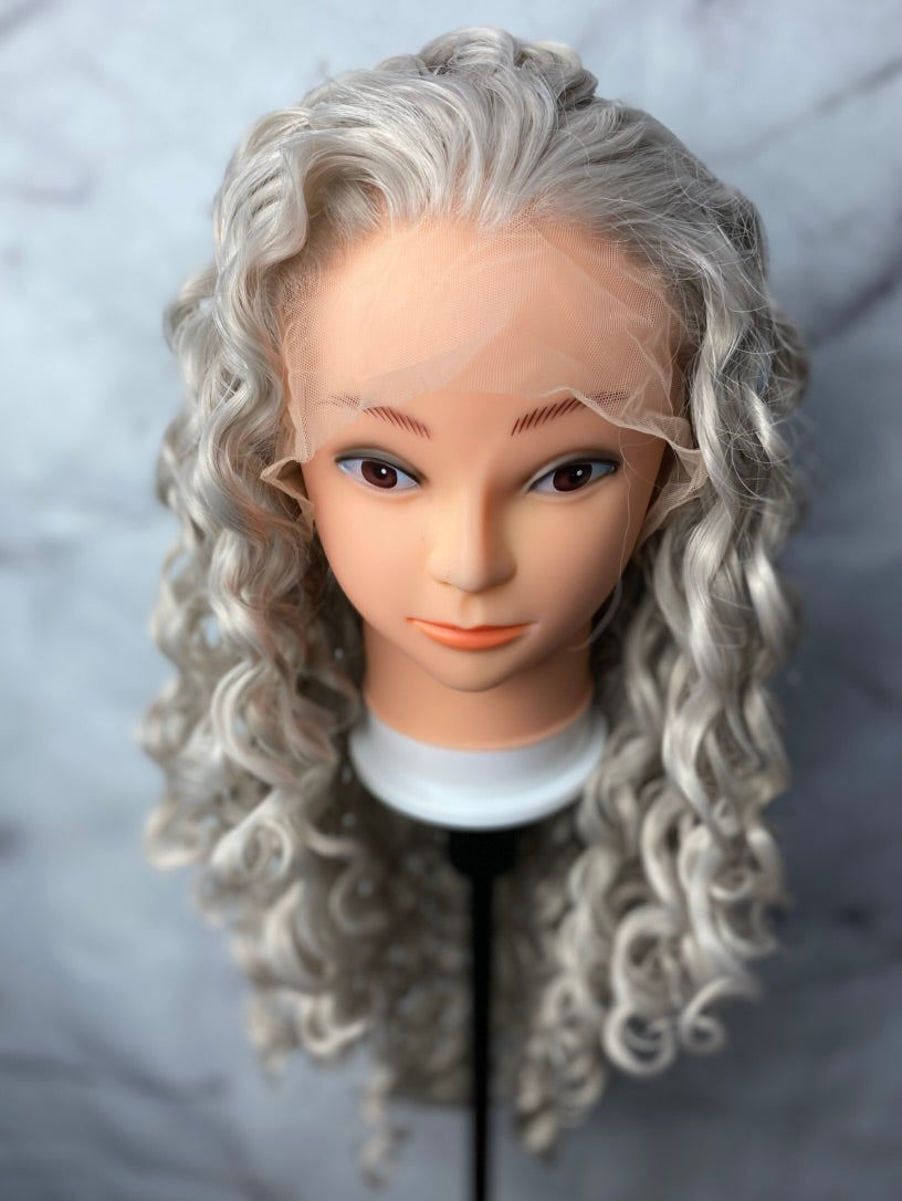 Gray Curly Lace Front  Wig