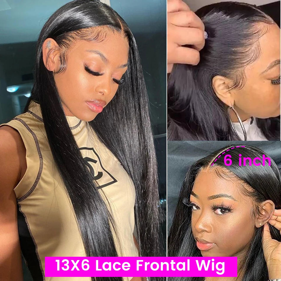 Straight 13x4 13x6 Transparent Lace Frontal Human Hair Wigs Pre Plucked HD Lace Wigs For Women