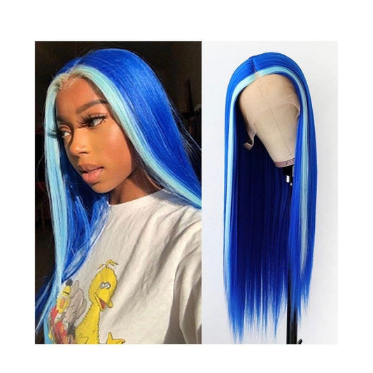 ,Lace Front Wig,DragQueen-Women,Long Straight Lace Wig,Light Blue Wig,Aqua Blue Wig