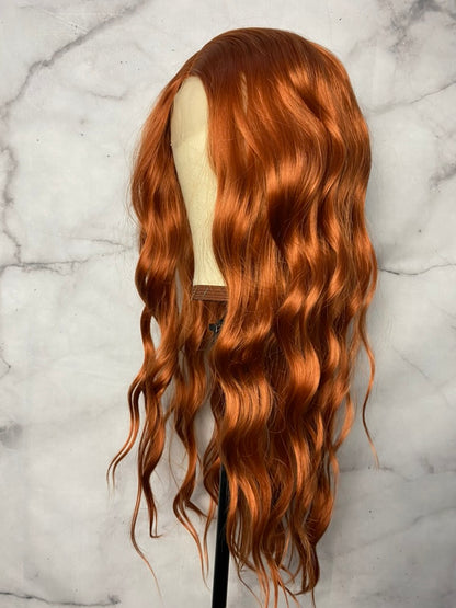 Red Wig Long Curly Costume Wigs Synthetic Red Copper Wavy Curly Wig  for Women red head wig Halloween Costume Wigs