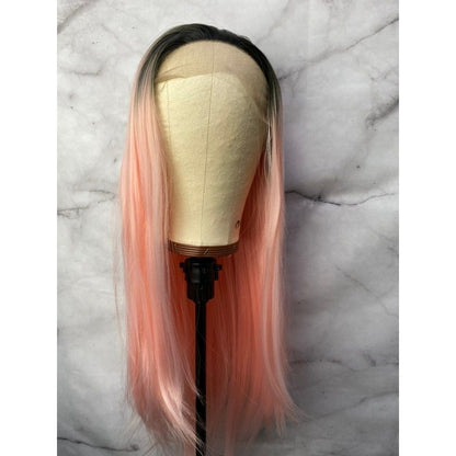 Black Root Pink Wig,Pastel Pink Wig,Long Wavy Hair Wigs,Rose Pink Wig,Cosplay Wig,Drag Queen Wig,Wigs Wig