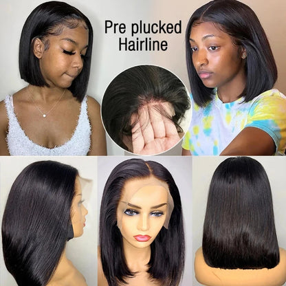 6x6 Short Bob Wig Lace Frontal Wig 100% Human Hair 180% Density 13x4 Bone Straight Bob Wig Lace Front Human Hair Wigs For Women