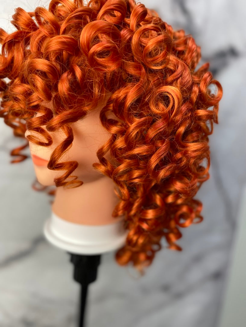 Orange Wig,Bright Copper Hair,Short Bob Wig,Curly Wigs for Women,Short Orange Wig,Wig With Bangs,Costume Wig,Ginger Hair Wig,Drag Queen Wig