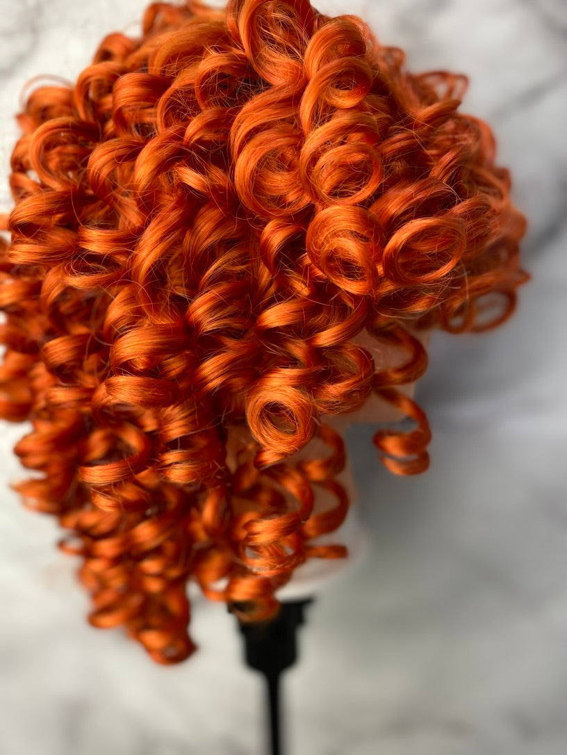 Orange Wig,Bright Copper Hair,Short Bob Wig,Curly Wigs for Women,Short Orange Wig,Wig With Bangs,Costume Wig,Ginger Hair Wig,Drag Queen Wig