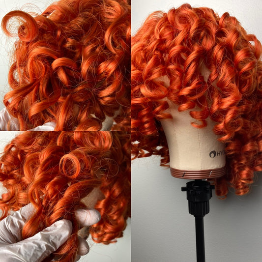 Orange Wig,Bright Copper Hair,Short Bob Wig,Curly Wigs for Women,Short Orange Wig,Wig With Bangs,Costume Wig,Ginger Hair Wig,Drag Queen Wig