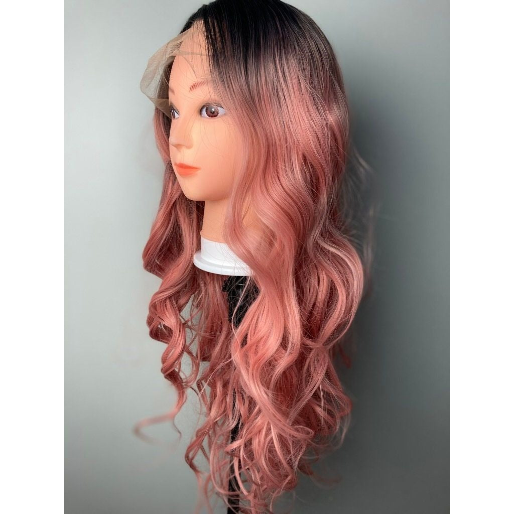 Peach Pink Wig,Pink Lace Wig,Lace Front Wig