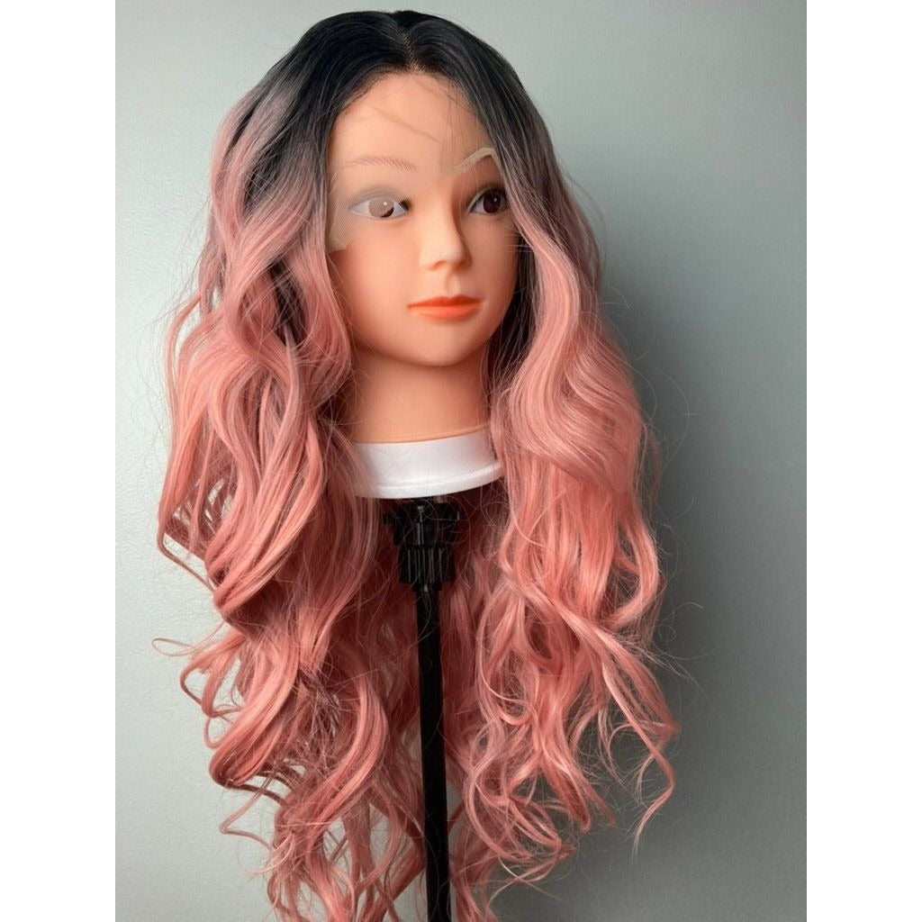 Peach Pink Wig,Pink Lace Wig,Lace Front Wig