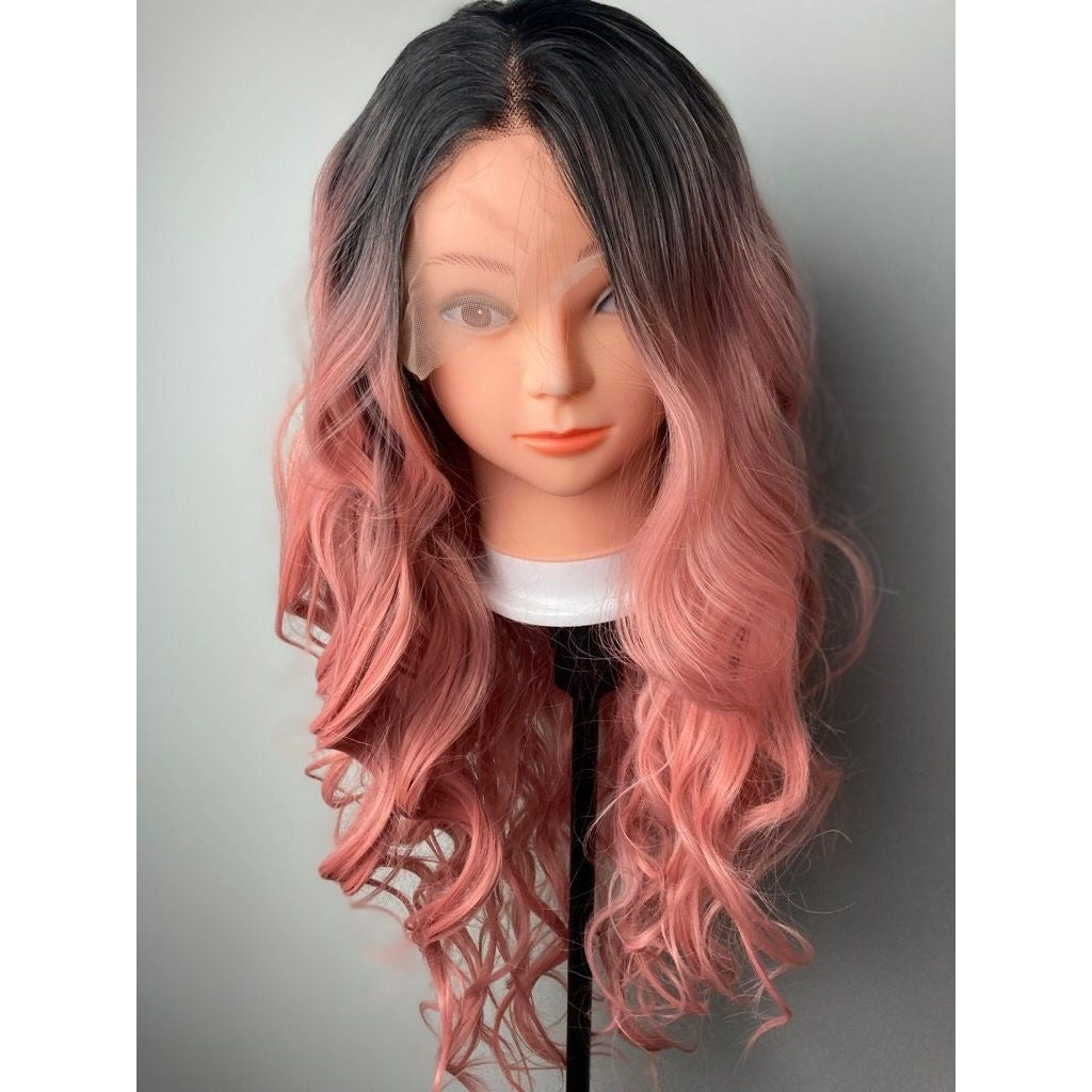 Peach Pink Wig,Pink Lace Wig,Lace Front Wig