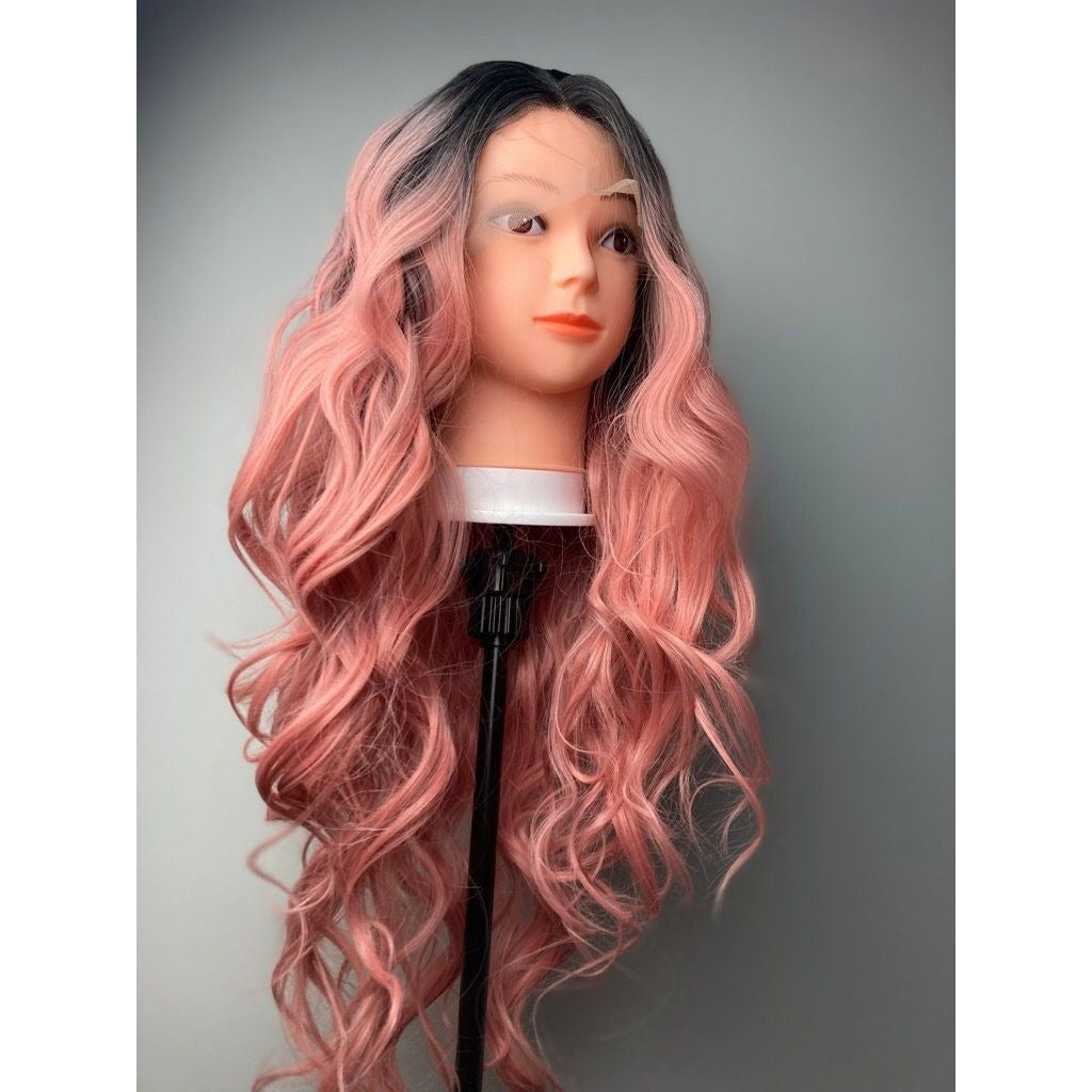 Peach Pink Wig,Pink Lace Wig,Lace Front Wig