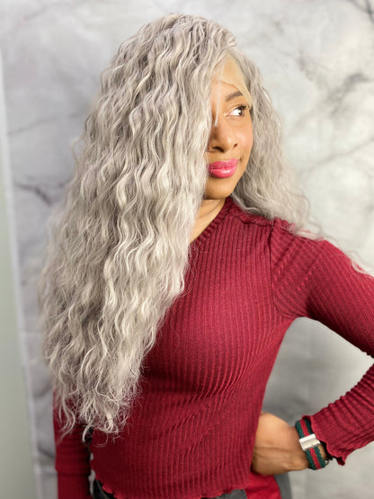 Grey Kinky Wig Silver Gray Wig Lace Front Wig
