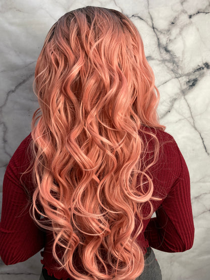 Dark Rooted Pink Lace Front Wig