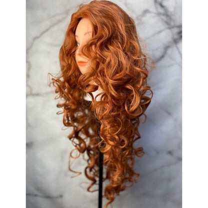 Curly Ginger Wig,Cosplay Wig,Costume Wig,Curly Wavy Wigs,Fox Red Wig,Ginger Wig,Wigs for Women,Copper range Wig,Long Wig,Kinky curly Wig