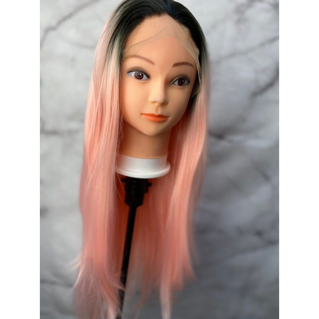 Straight Pink Wig,Pink Lace Wig,Lace Front Wig,Black Root Pink Wig,Pastel Pink Wig,Long Wavy Hair Wigs,Wigs For Women,Cosplay Wig,Drag Wig