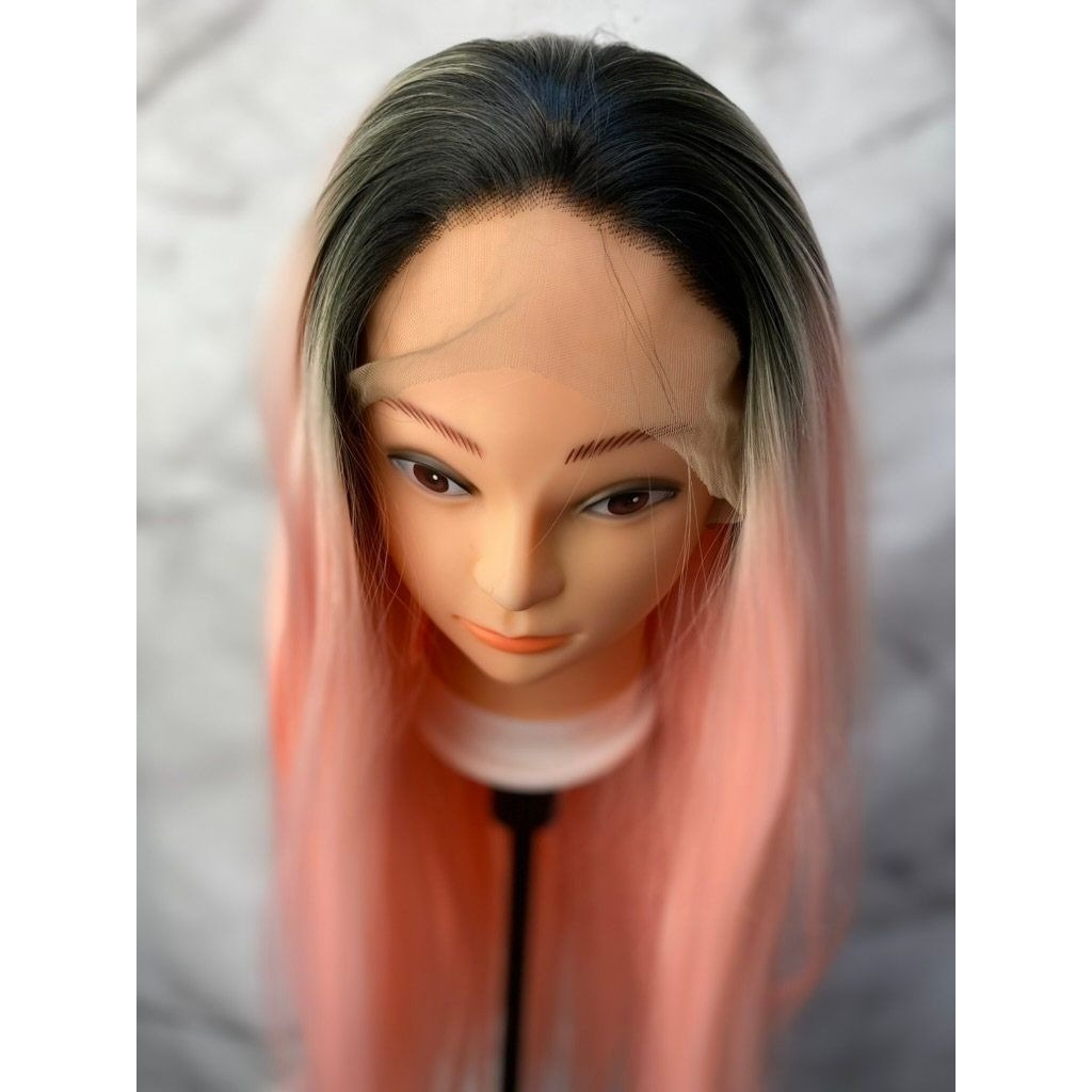 Straight Pink Wig,Pink Lace Wig,Lace Front Wig,Black Root Pink Wig,Pastel Pink Wig,Long Wavy Hair Wigs,Wigs For Women,Cosplay Wig,Drag Wig