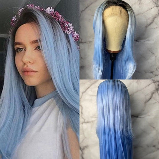 Cosplay Wig,Costume Wig,Light Blue Wig,Icy Blue Wig,Wigs for Women,Blue Lace Front Wig