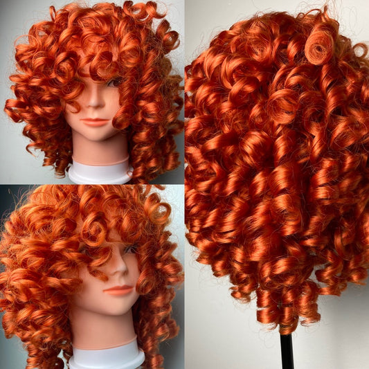 Orange Wig,Bright Copper Hair,Short Bob Wig,Curly Wigs for Women,Short Orange Wig,Wig With Bangs,Costume Wig,Ginger Hair Wig,Drag Queen Wig