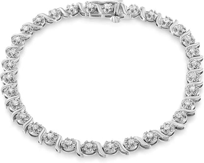 Solid .925 sterling silver tennis bracelet