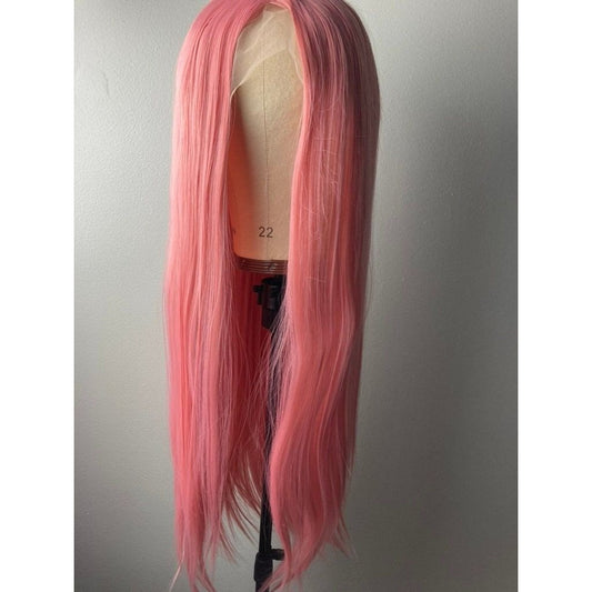 Pink Wig,Natural Straight Lace Wig,Lace Front Wig