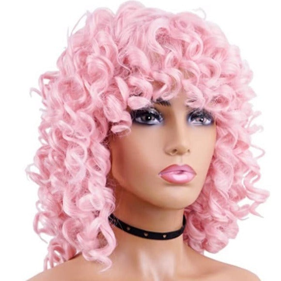 Short Bob Curly FULL Wigs PINK