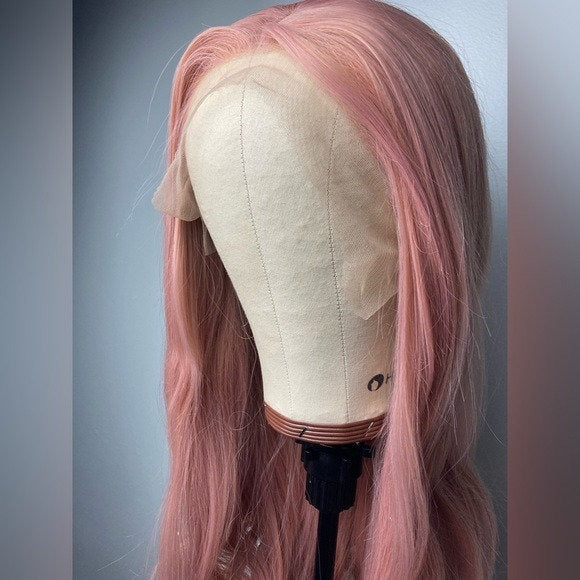 Pink Long Wavy Hair Wigs