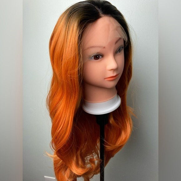 Black Roots Orange Lace Front Wigs