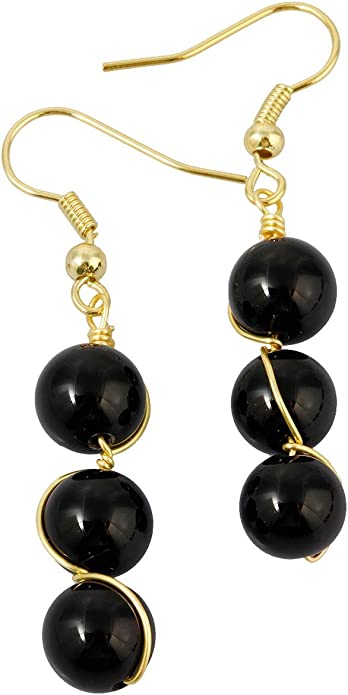 Black Agate Stone Drop Earrings