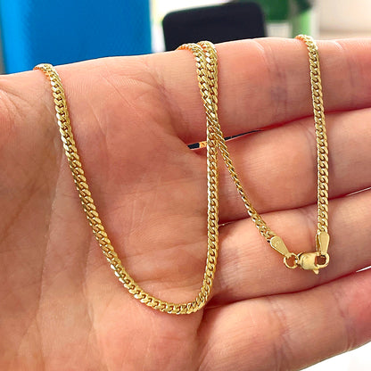 2MM-2.5MM Solid Gold Miami Cuban Chain|10K Real Fine Gold Jewelry For Men Women