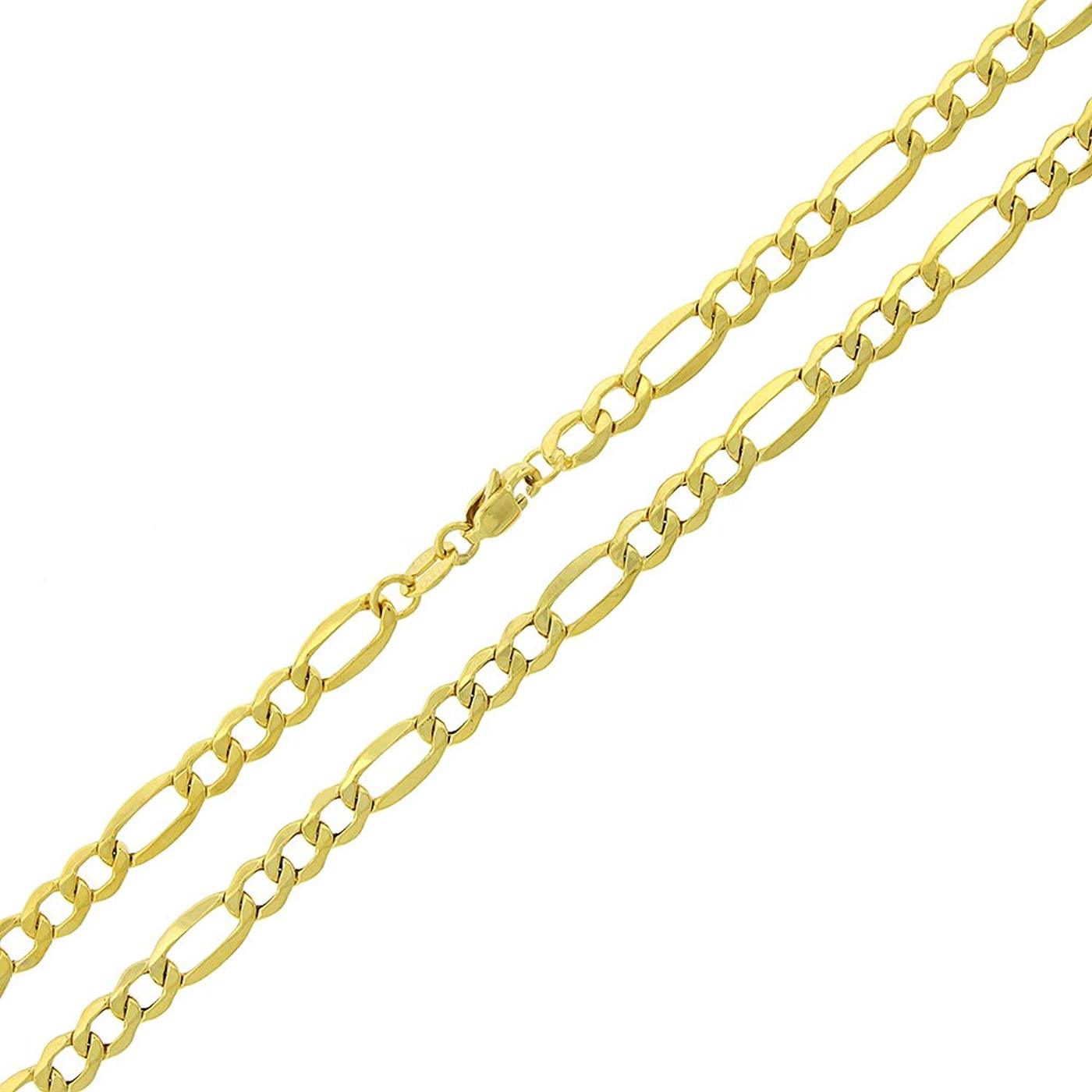 10K Yellow Gold 4.5MM Hollow Figaro Link Necklace Chains