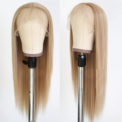 Straight Honey Blonde Middle Part Lace Wig