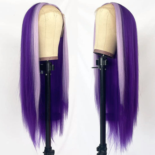 Purple Straight Highlight Lace Wigs
