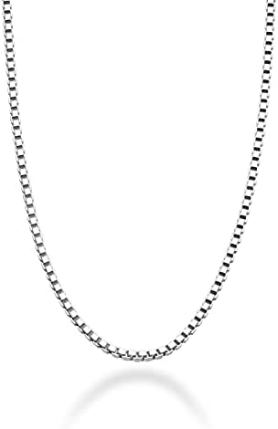 Solid 925 Sterling Silver Italian 1mm Box Chain Unisex