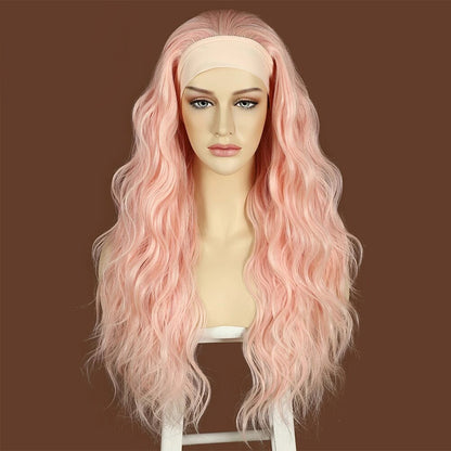 Pink Wavy Glueless Headband Wigs