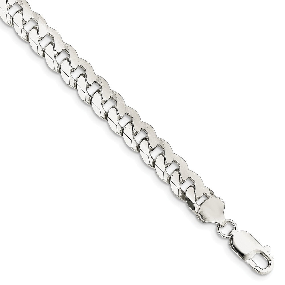 Solid 925 Sterling Silver 8.5mm Beveled Curb Cuban Chain Bracelet