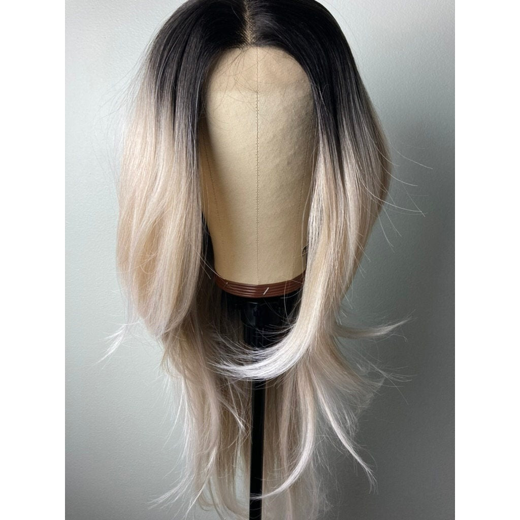 | Lace Front Wigs |Ombre Blonde Trendy Wigs For Women Blonde Wigs With Black Roots