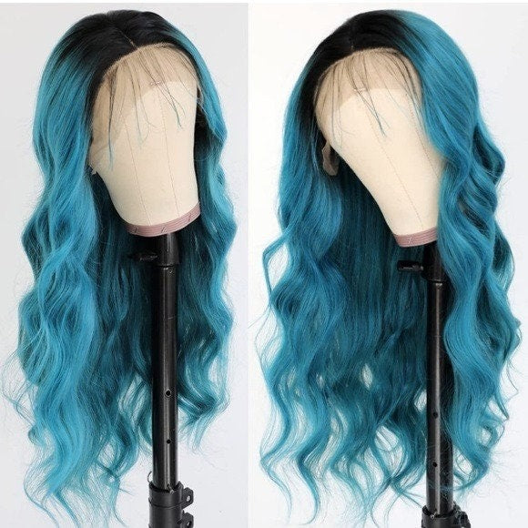 Ombre Blue Lace Front Wigs