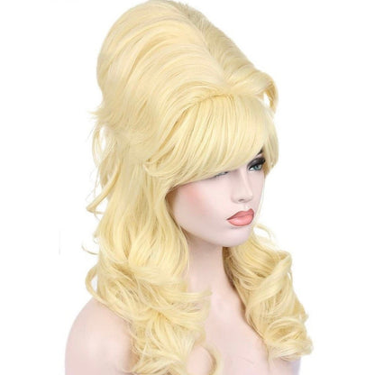 60’s Blonde Long Curly Wavy Beehive Wig DRAGQUEEN -WOMEN