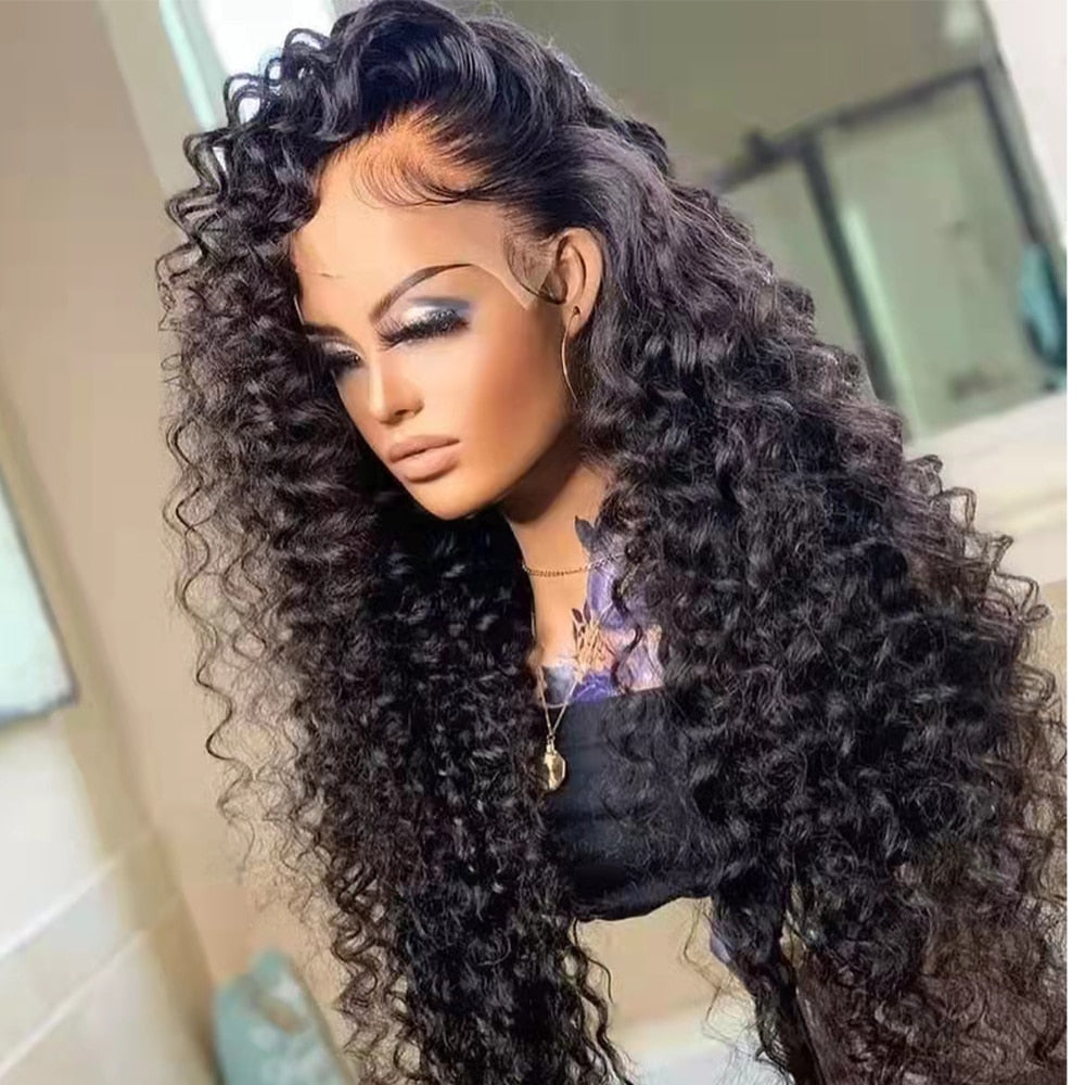 Curly Human Hair Brazilian 13x4 Wet And Wavy Water Wave Full Lace Front Wig