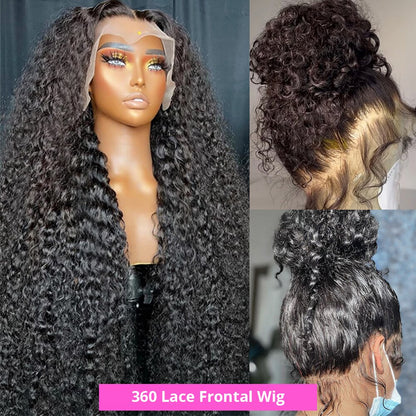 Deep Wave 360 HD Lace Frontal Wigs Brazilian Loose Water Wavy Curly Human Hair Wigs