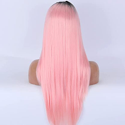 13×4 light Pink Dark Root Lace Front Wig