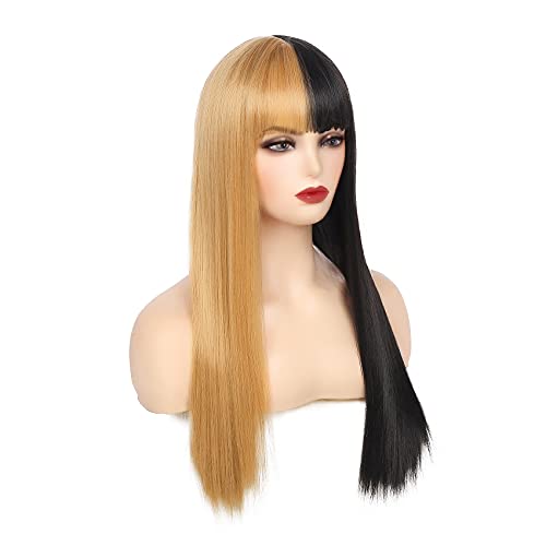 Long Straight Cosplay Wig with Bangs Synthetic Cosplay Costume Halloween Wigs for Women