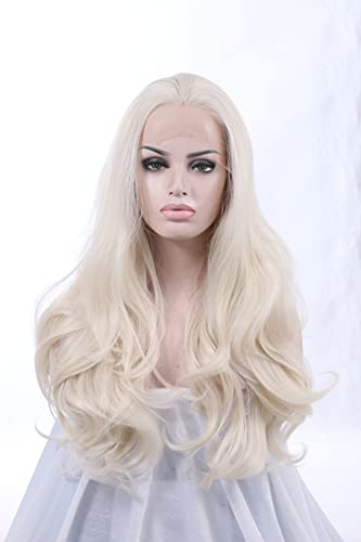Long Straight Platinum Blonde Lace Front Wigs