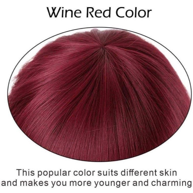 Short Bob Curly Wavy Wine Red Wigs