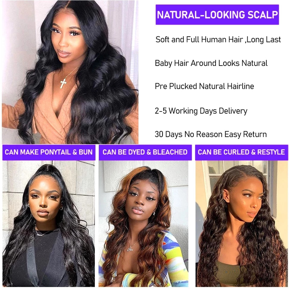 360 Full Lace Wig Human Hair Pre Plucked Brazilian Wigs For Women