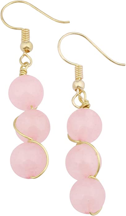 2-Rose Quartz Stone Drop Earrings