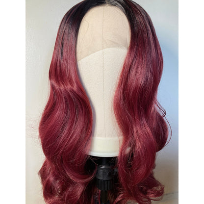 Long Curly Ombre Wine Red Lace Front Wigs|Trending Hair Styles