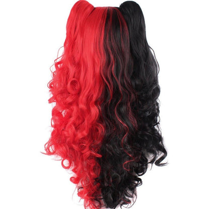 Rainbow Long Curly Ponytails Full Wig Black/Red Wigs