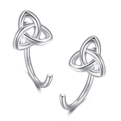 925 Sterling Silver Celtic Knot Open Hoop Earrings