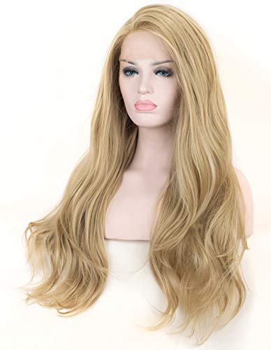 Golden Ash Blonde Long Wavy Lace Front Wig