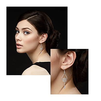 925 Sterling Silver Dangle Flower Earrings