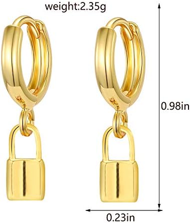 Padlock 18K Plated Gold Drop Dangle Earrings for Women